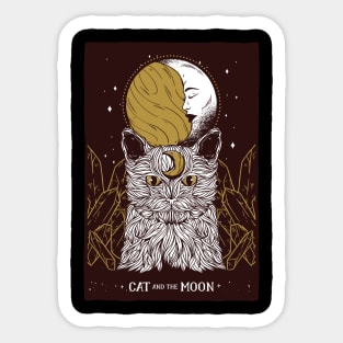 Tarot Card Moon Sun And Cat Crescent Occult Spiritual Gothic Witch Sticker